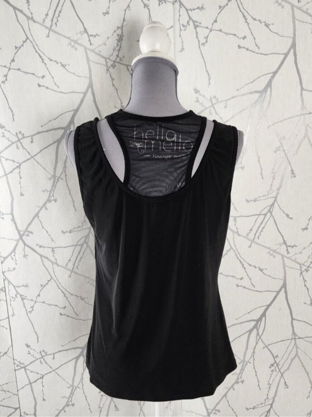 Joseph Ribkoff Black Stretch Mesh Panel Racerback Tank - Picture 4 of 7